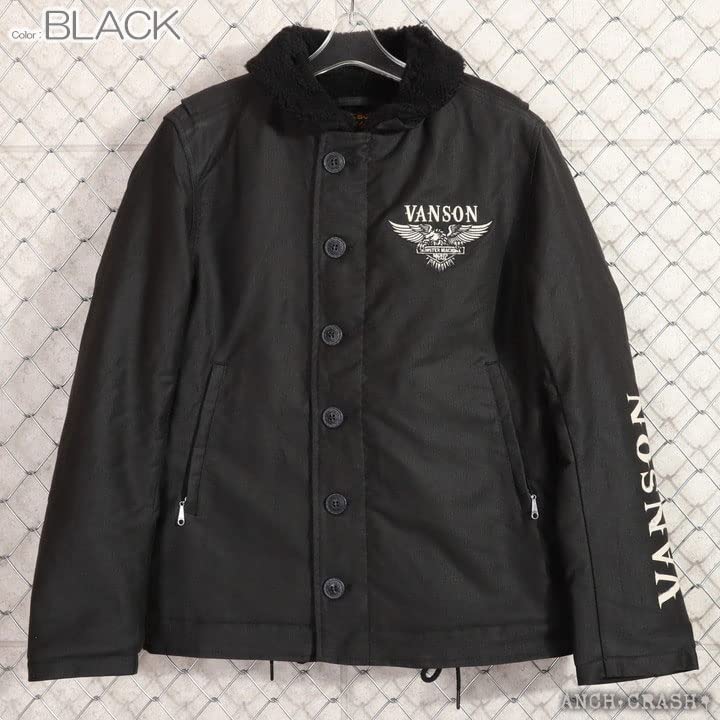 Eagle Emblem Deck Jacket Embroidery Military Black XL [Banson] N-1 NVJK-2210
