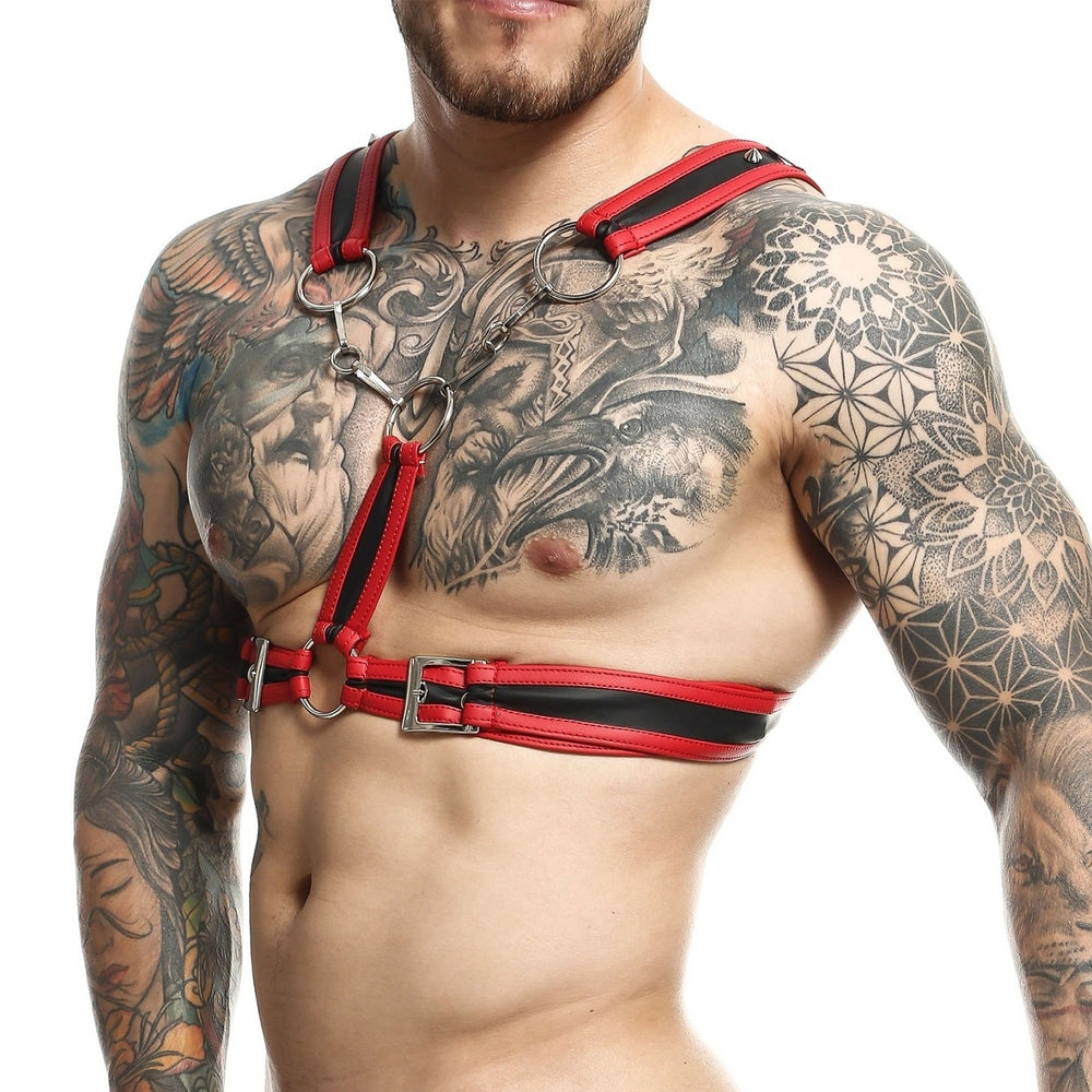 Cross Chain Dngeon Harness Black-Red - MOB Eroticwear - Harness