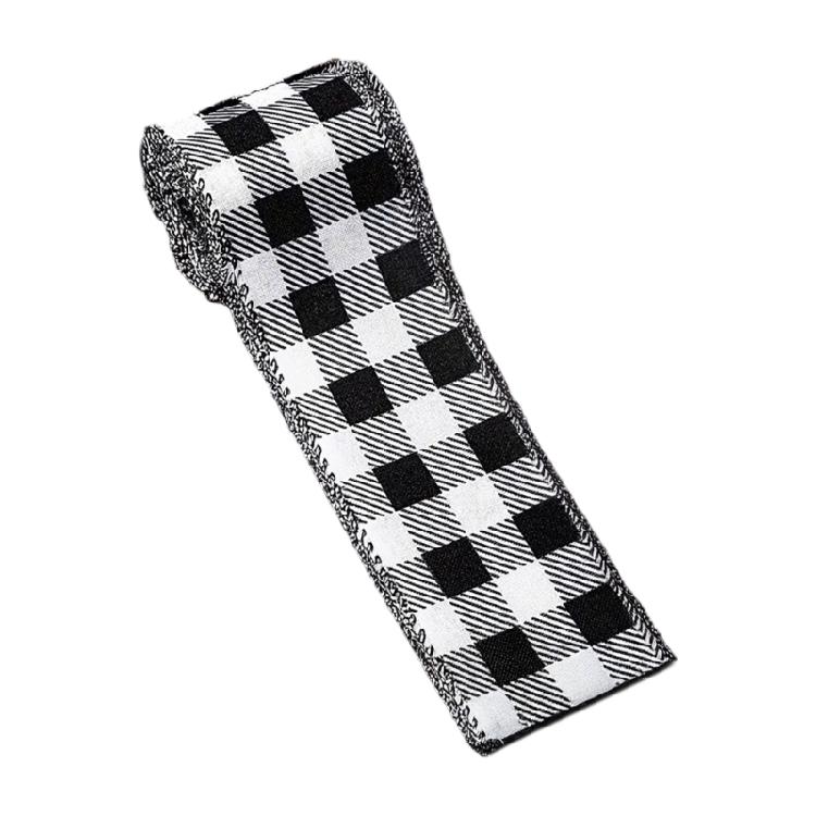 Crafting Ribbon For Holiday Decorations Gift Bowknot Christmas Tree Ornament Durable Polyester Fabric Black White Design