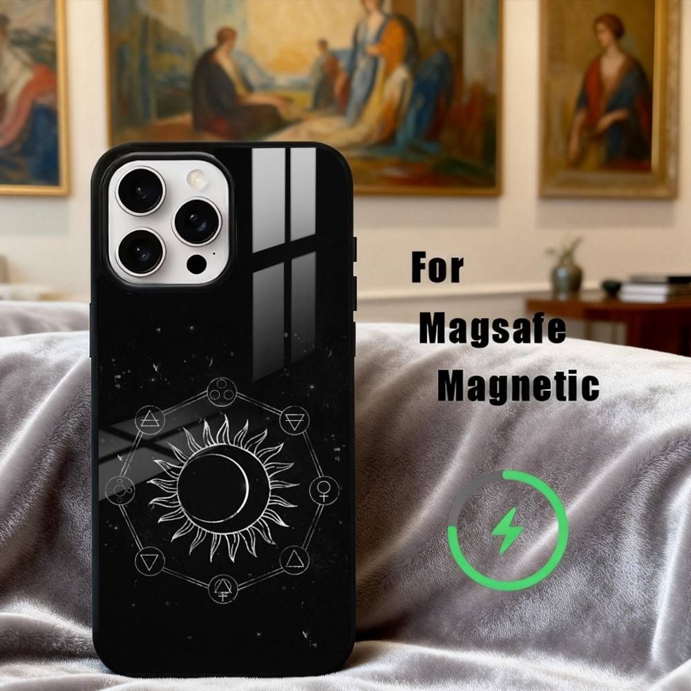O-Occult W-Witchcraft Moon Gothic Phone Case For iPhone17,16,15,14,13,12,11 Plus,Pro Max Magnetic For Magsafe Wireless Charging