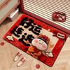 Cute Horse Pattern New Year Door Mat Red Bath Mat Soft Non-slip Door Carpet Home Decorations