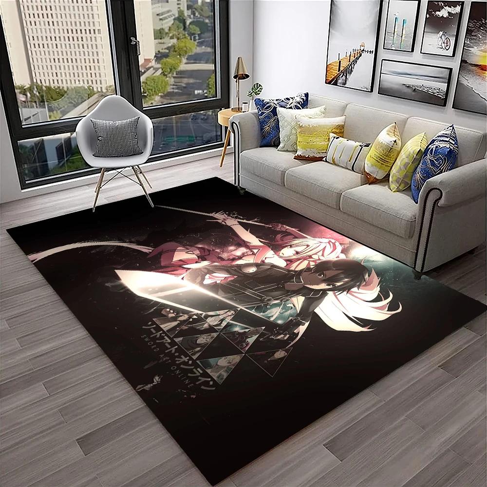 Sword Art Online SAO Novel Cartoon Carpet Rug for Home Living Room Bedroom Sofa Doormat Decor,kids Area Rug Non-slip Floor Mat