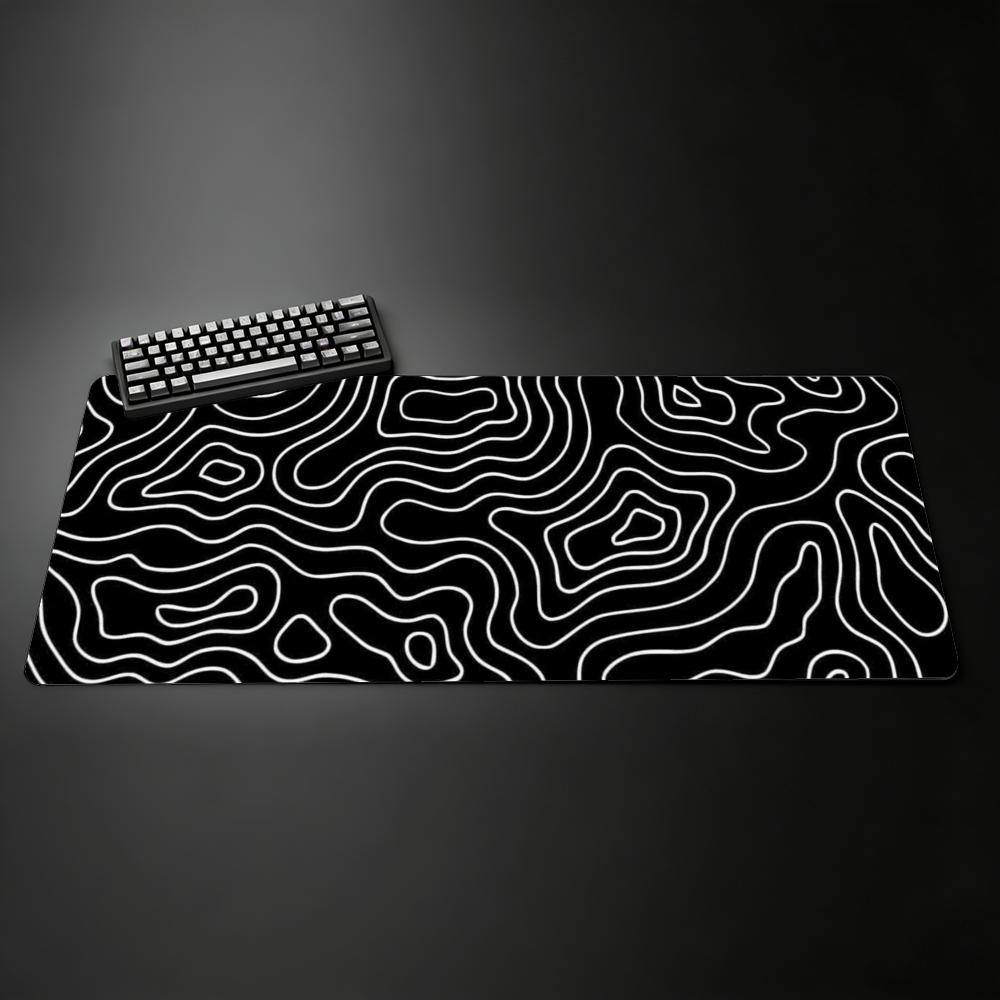 Abstract Topography Line Art Large XXL Mouse Pad Non-Slip Rubber Gaming Keyboard Deskmat Overlocked Game Table Accessories