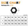 VKKM 270-Piece 10.9 Grade Carbon Steel Hex Nut Set, M2 - M8 Multiple Specifications, Essential for Mechanical Assembly