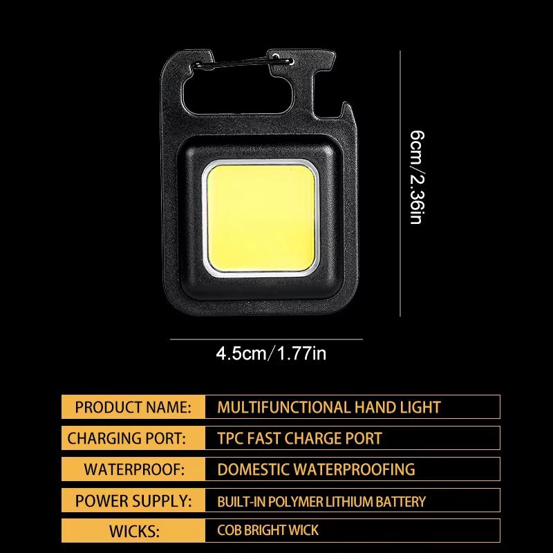 Super Bright Mini COB Keychain LED Flashlight Charging Lamp Camping Lights With Strong Magnet 1 Lighting Modes For Camping Home