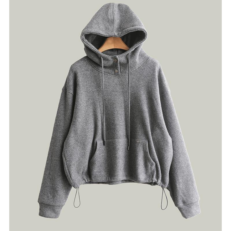 Women's Korean Style Hooded Sweatshirt - Autumn/Winter Long Sleeve Pullover, Loose Fit with Plus Velvet