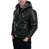 Men's Casual Fashion Solid Color Leather Jacket With Zipper Hood