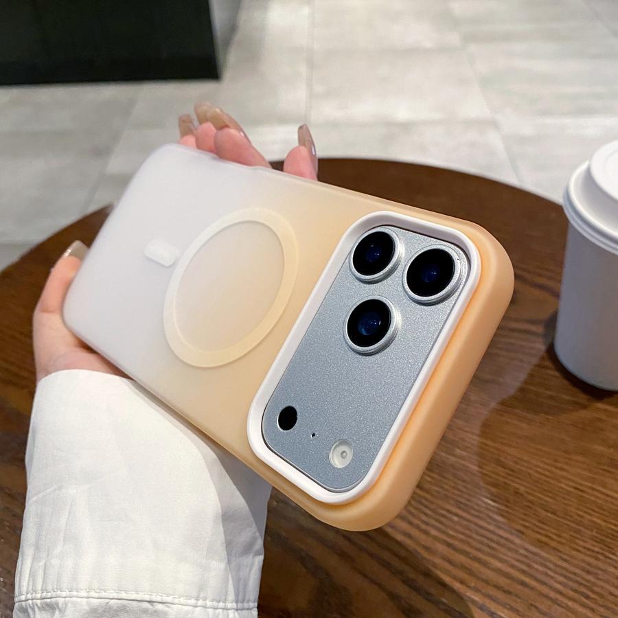 2 In 1 Shockproof Phone Case with Magnetic Wireless Charging for iPhone 17 16 15 14 13 12 Anti-yellowing Macaron Gradient Color Case Cover for MagSafe