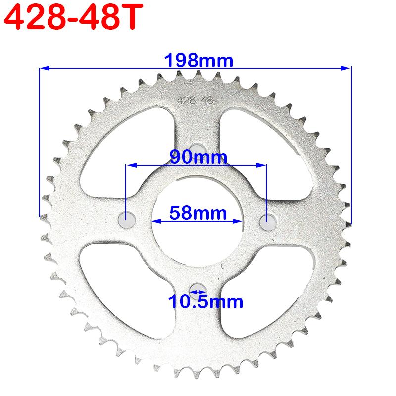 428 Chains 25T/31T/32T/37T/39T/41T/42T/48T 48mm 76mm Rear Chain Sprocket for ATV Quad Pit Dirt Bike Buggy Go Kart Motorcycle