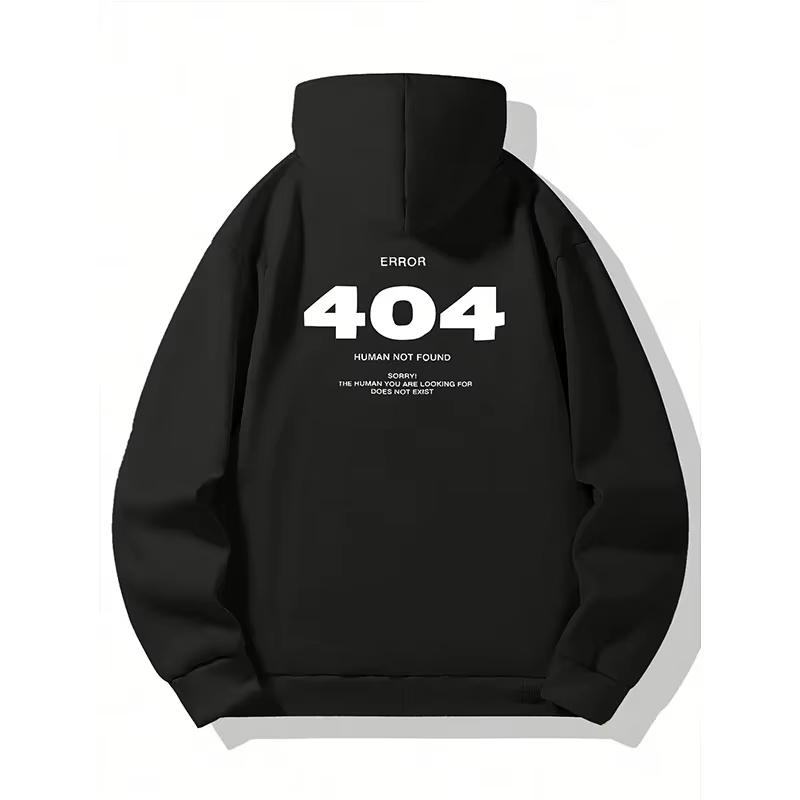 New Men's Digital Letter Printed Hoodie Pullover for Autumncasual Loose Black Pure Cotton Soft Breathable Versatile Sports Shirt