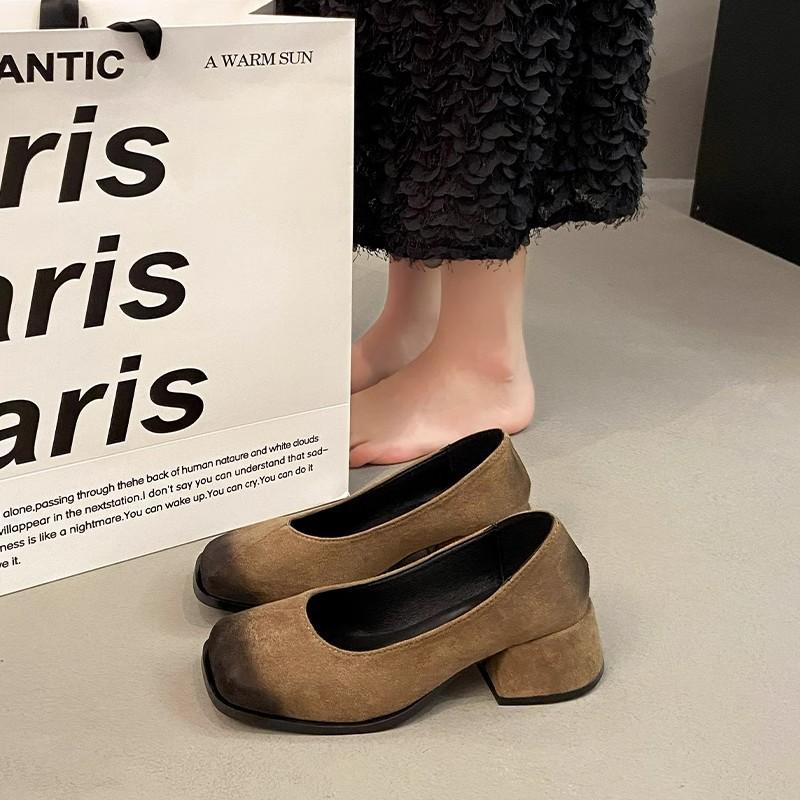 Temperament late evening breeze shallow mouth single shoes women's 2025 new French thick heel Mary Jane high heels versatile commuter women's shoes