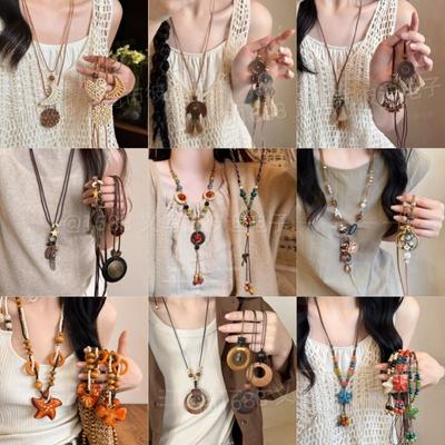 Bohemian Leather Pendant Necklace Niche Retro Temperament Collarbone Chain Versatile Fashion High-end Jewelry