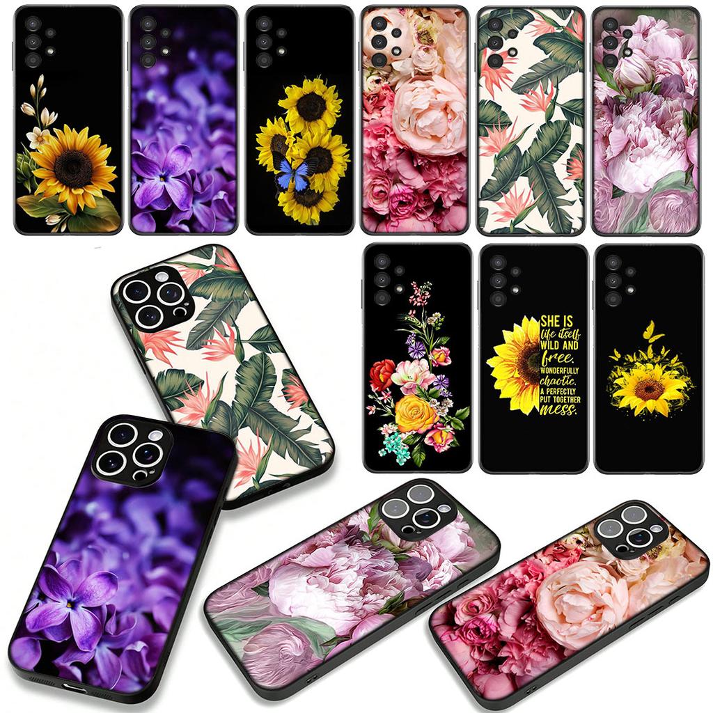 Phone Cover for Xiaomi Redmi 15C 15 A4 A5 9A 9T 10A 10C 9C NFC Note 11 9 10 Pro 8TCase Sunflower Lotus Flower Peony Rose Casing