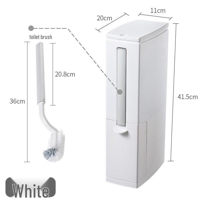Japanese-Style Bathroom Trash Can & Toilet Brush Set: Compact, Narrow Design with Lid.