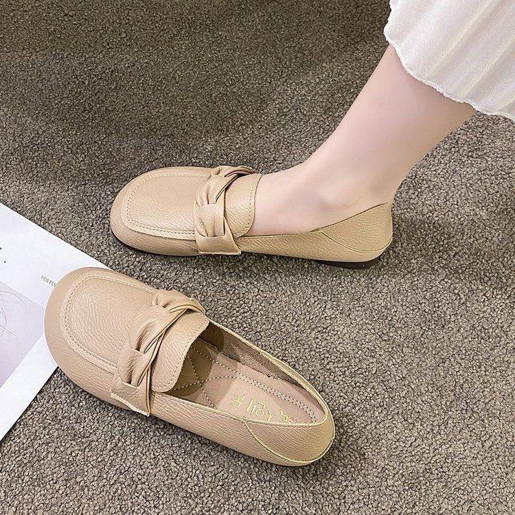 

Большой размер 35-41 Мама На плоской подошве Туфли-бобы Одинарные туфли Женские Наступающие Повседневные Водонепроницаемые Лоферы Легкая Обувь для мамы CN35 (foot22.5cm) абрикосовый