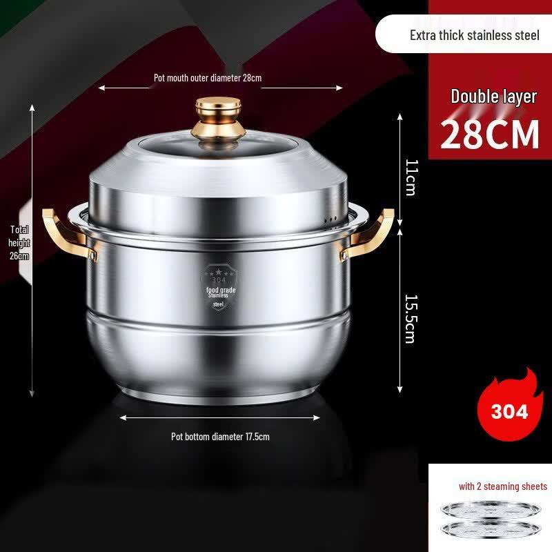 Stainless Steel Double-Layer Steamer Pot