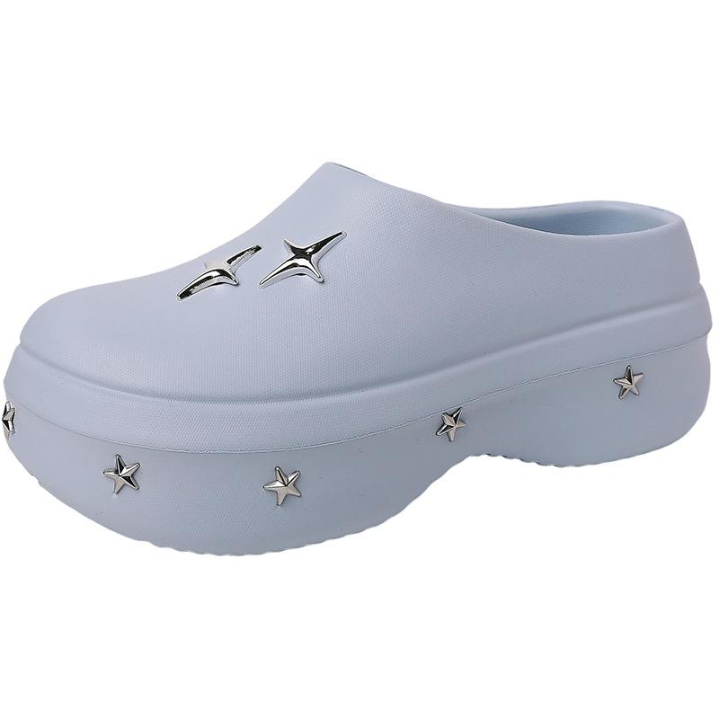 Fashion retro niche rivet cool slippers women's summer thick bottom small fashion metal bag head slippers