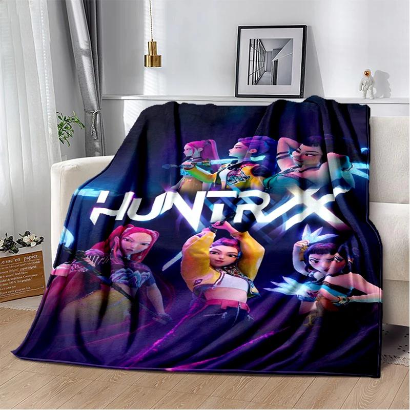 Cartoon Kpop Demon Hunters Rumi Mira Zoey HD Soft Flannel Blanket for Beds Bedroom Sofa,Throw Blanket for Cover Picnic Gift