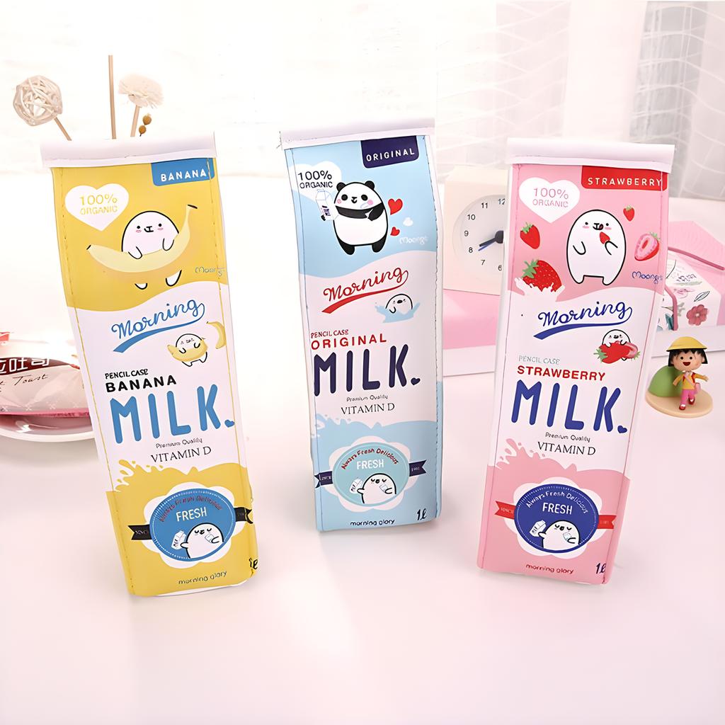 Kawaii Pencil Case Set of 3, Cute Milk Carton Pencil Aesthetic, 3 Colors, Multi-functional, Cosmetic Bag