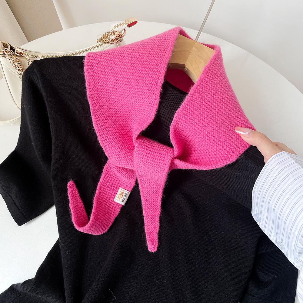 Korean Style Shawl Niche Design  Wool Scarf Female Atmosphere Versatile Scarf Lazy French Neck Scarf Tide Streetwear Scarves