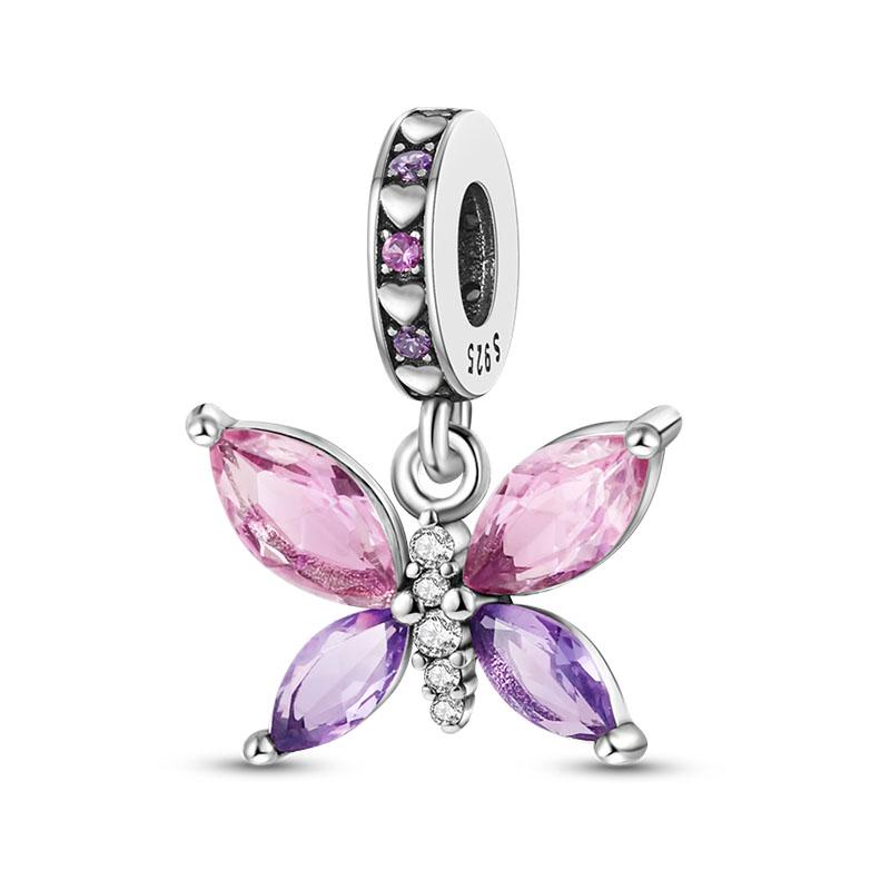 Fashion Spring Series Charms Beads 100% Copper Flower Birds Butterfly Pendent Fit Original Qikaola Bracelet Jewelry