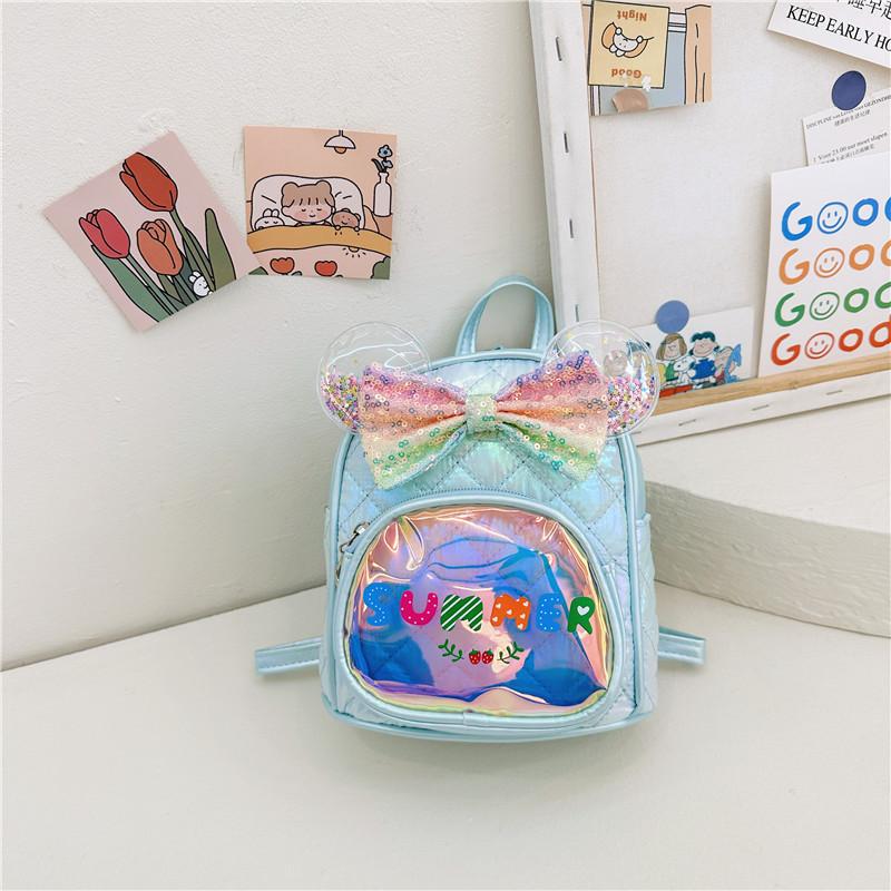 Colorful Neutral Gender Childrens Backpack With Whimsical Bow And Durable Design