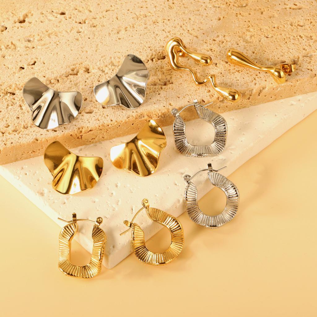 Fashion stud earrings Atmospheric high-end sense niche hip-hop special-shaped irregular cold wind stainless steel stud earrings