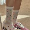Girls Colorful Polka Dot Striped Socks Kids Mid Calf Socks Ins Trendy Pure Cotton Summer Thin Mesh Breathable Long Spring Summer