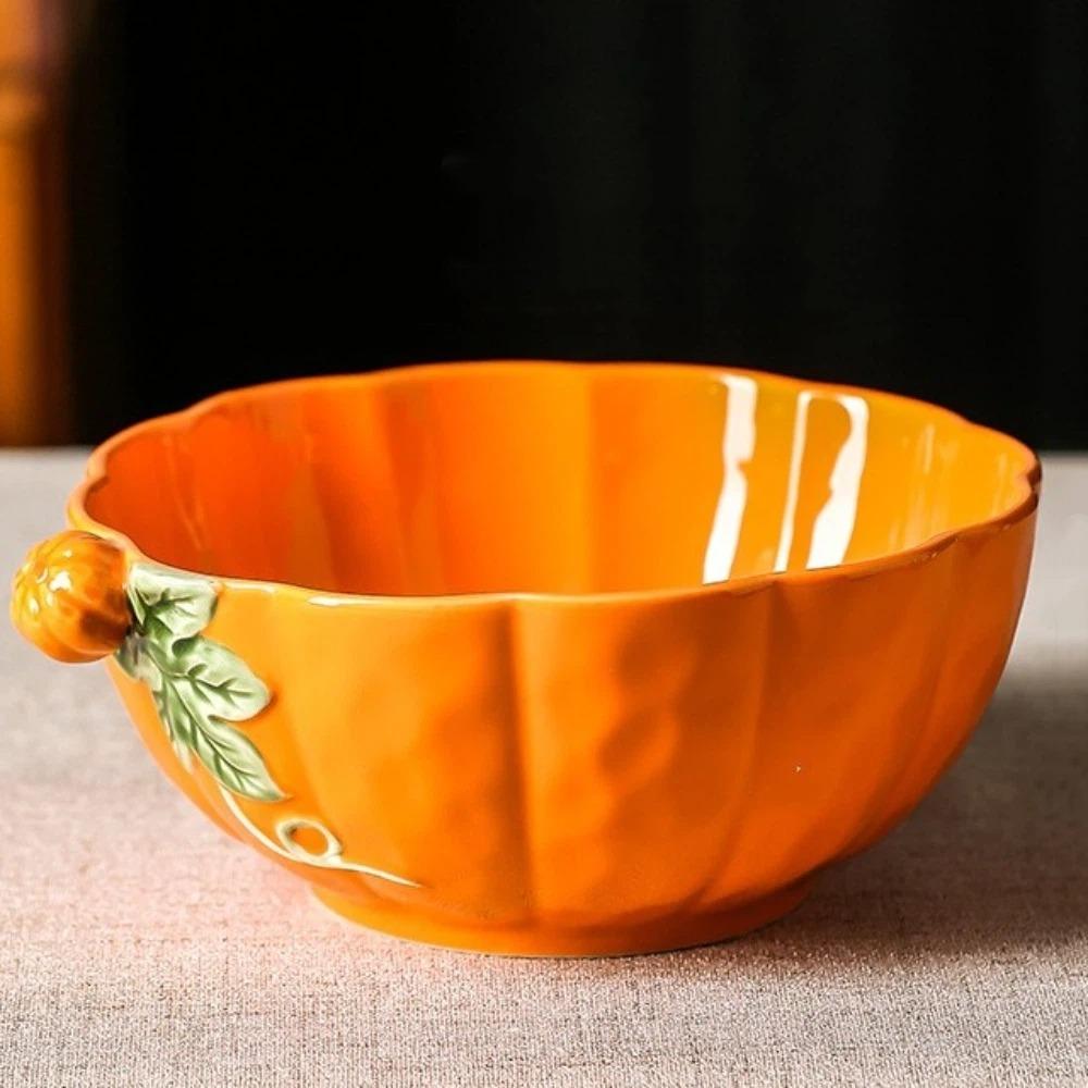 Deep Plates Dinner Plates Halloween Theme Soup Bowls Ceramic Pumpkin Bowl Holiday Decoration