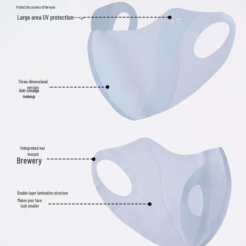 Women's UV Protection Ice Silk Face Mask - Breathable, Washable, Seamless, 3D Design with Hyaluronic Acid