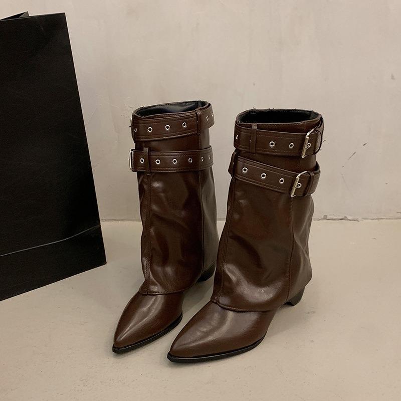 Spice Girls Belt Buckle Pants Boots Short Boots Women's Boots Early Autumn New Niche Design Short Boots Western Boots