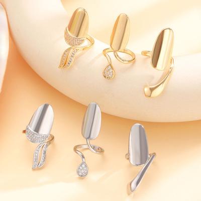 Anello per Unghie Leggero Misura Regolabile Superficie Metallica Specchiata Non Cade Gioielli per Unghie con Zirconia Cubica Gioielli per Punta delle Dita