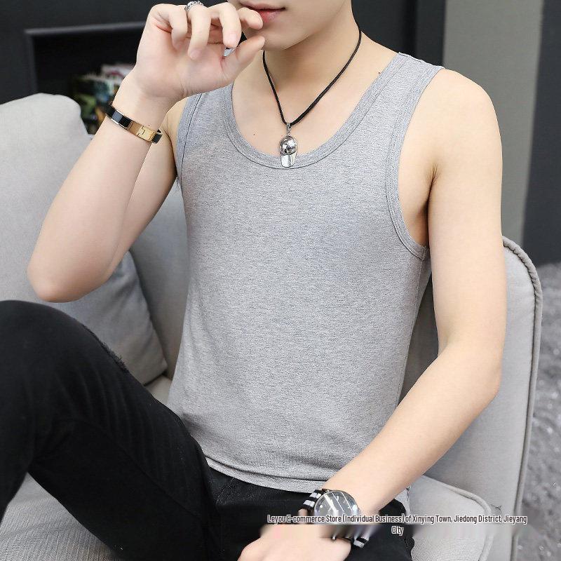 Men's Trendy Summer Sports Vest - Slim Fit, Breathable Black T-shirt for Fitness & Hurdling