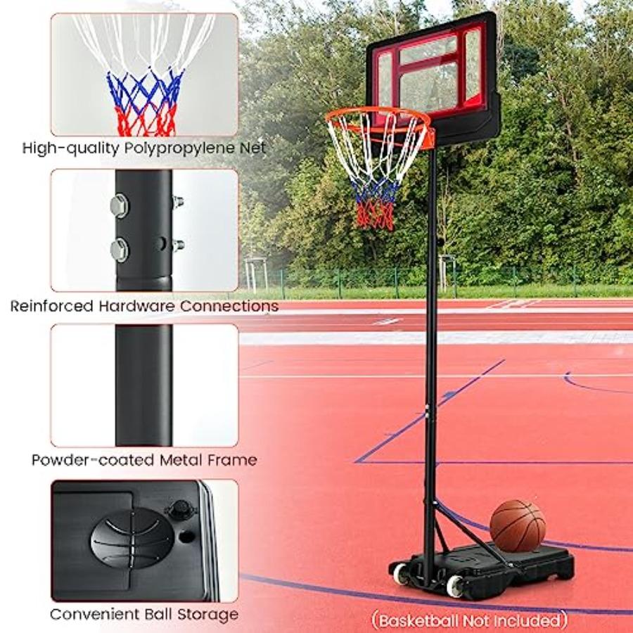 Adjustable Height Basketball Hoop System for Teens and Adults: 4.38.2 FT Height Range with Shatterproof Backboard AllWeather Du