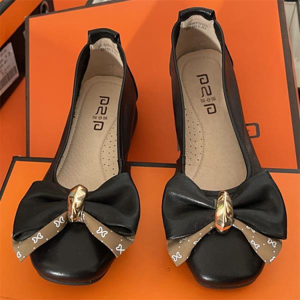 

Модная обувь Женские балетки Женские мокасины Низкий каблук Бант Мелкий вырез Платье Натуральная кожа Бабочка Медсестра Бабочка-бант Бант 35