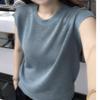 Plus Size Korean Style Slimming Short Sleeve Knit Vest for Women