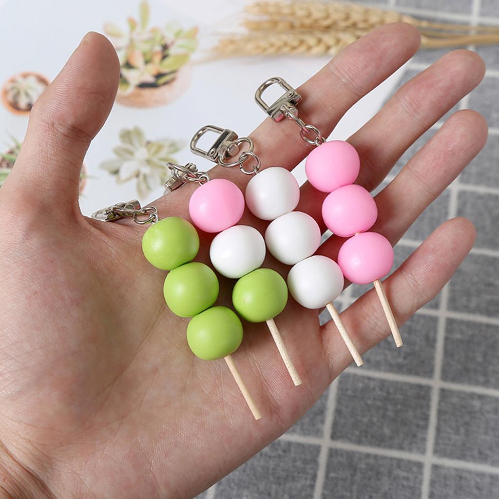 Colorful Acrylic Keychain Simulated Meatball String Keyring Unique Food Model Bag Charm Decoration Key Chain Attachment