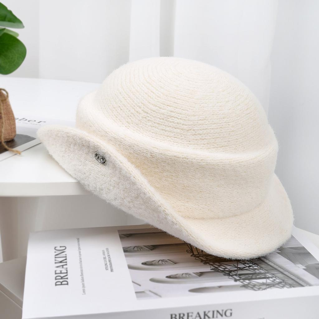 French daughter style elegant top hat female autumn and winter Hepburn style beret retro fashion face hat bucket hat