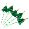 10Pcs 3D Christmas Tree Paper Straws Christmas New Year Holiday Party Decoration Supplies Juice Drinking Straws