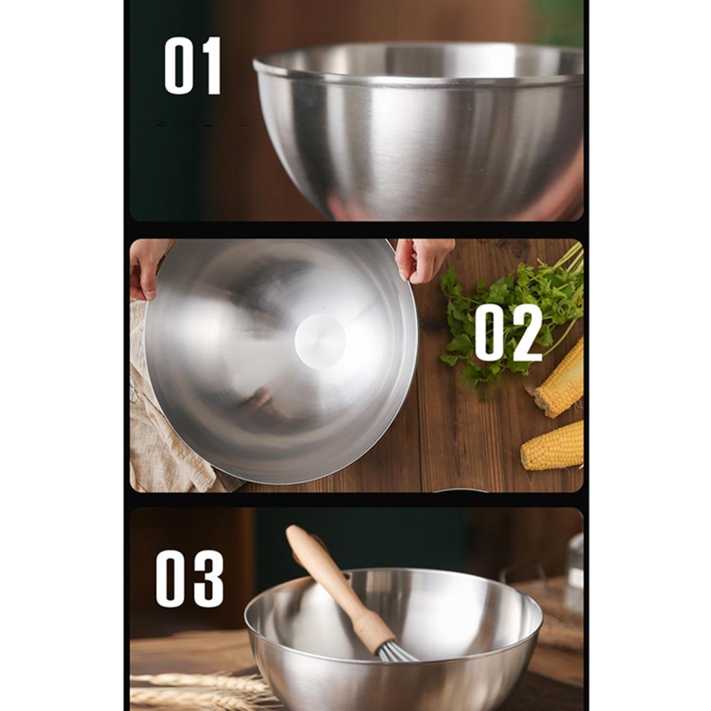Stainless Steel Mixing Bowls Food Storage Organizers Reusable Heavy Duty for Mixing,