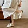 Flat Bottom Gentle Fairy Wind Soft Bottom Bag Head Slippers Female 2025 Summer Square Head French Lace Bow Half Slippers