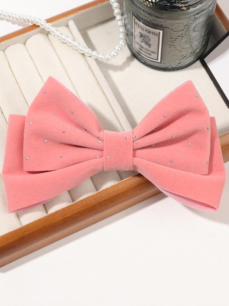 1PCS 6" Hand-made Velvet Hair Bows with diamonds Hair Accessories for Little Teen Toddler Girls Kids