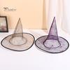 Lightweight Breathable Cap Cone-shaped Transparent Organza Witch Hat, Halloween Costume Accessory Hat for Wizard Party Decorations And Cosplay