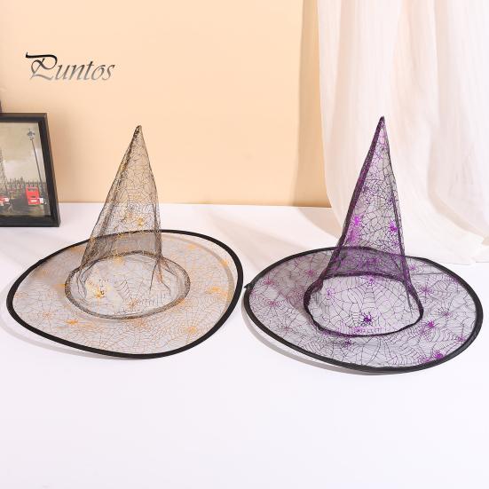 Lightweight Breathable Cap Cone-shaped Transparent Organza Witch Hat, Halloween Costume Accessory Hat for Wizard Party Decorations And Cosplay