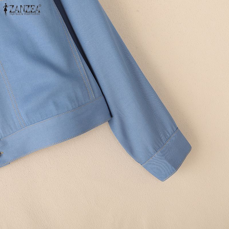 ZANZEA Dámská ležérní jednobarevná halenka s kulatým výstřihem s dlouhým rukávem