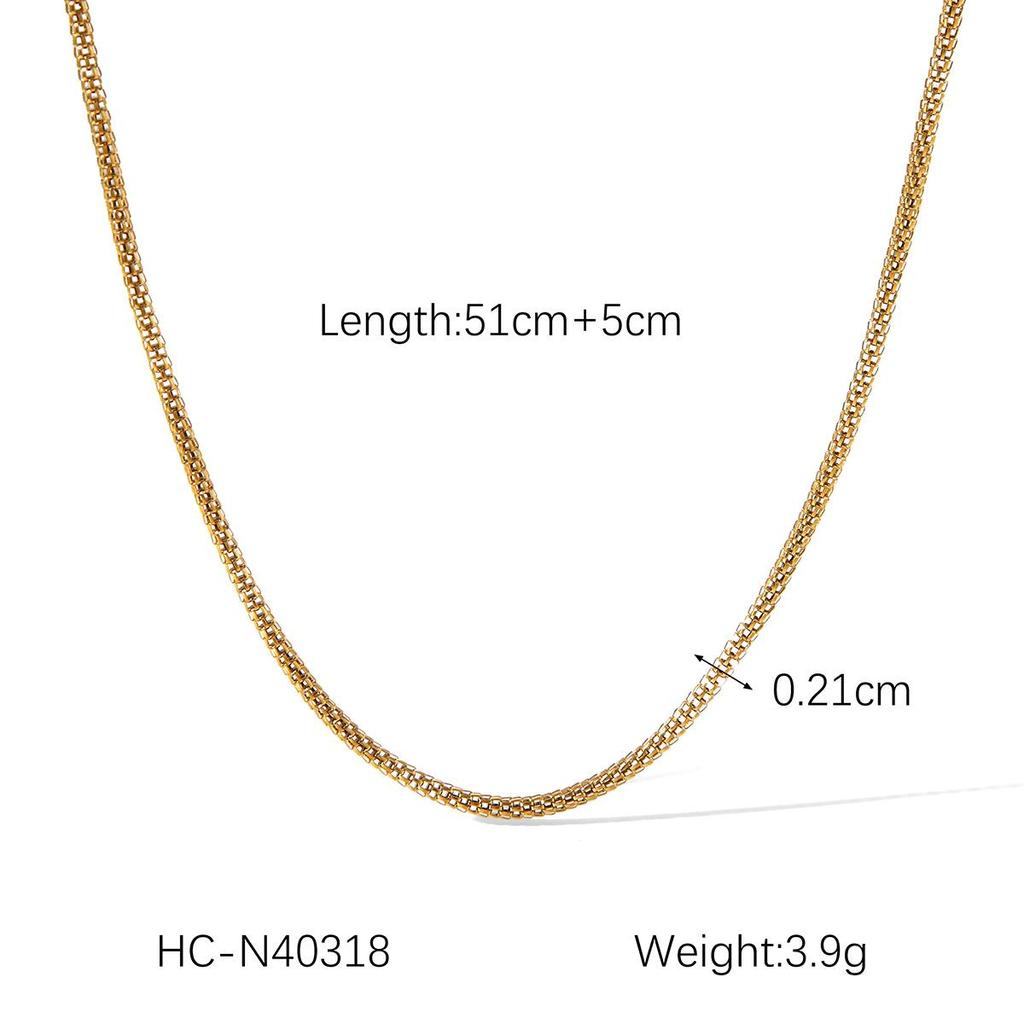 18k Gold and Stainless Steel Mesh Choker - European & American Style, Simple, Non-Fading