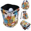 Golf Balls Storage Bag Large Capacity Lightweight Portable Multipurpose Cartoon Print Drawstring Golf Tees Pouch Bag