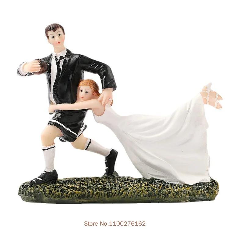 Funny Wedding Cake Toppers Dolls Romantic Bride And Groom Figurines Stand Topper Decoration Supplies Marry Resin Figurine