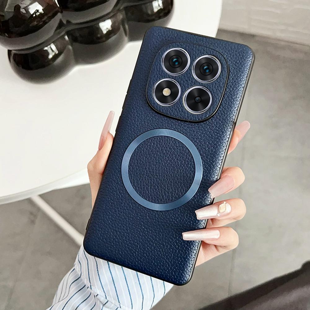 For Xiaomi Redmi Note 14 Pro 5G/Poco X7 5G Case Compatible with MagSafe PU Leather+TPU Phone Back Cover