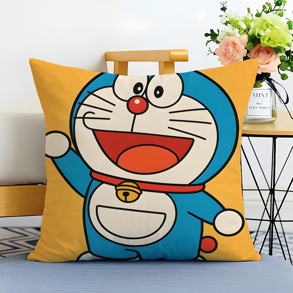 DDoraemon Cushion Cover Washable Linen Pillowcase Soft for Sofa Bed Cozy Home Room Decor